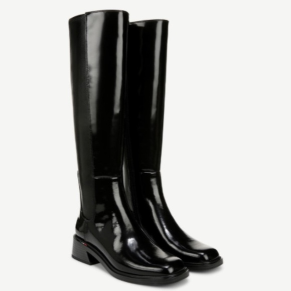 Franco Sarto Giselle Knee High Boot Black Patent Leather / Black Leather (WIDE) - Picture 1 of 14